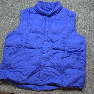 Lands End Royal Blue Puffer Vest Womens XXL Goose Down Filled Quilted Snap 50-52